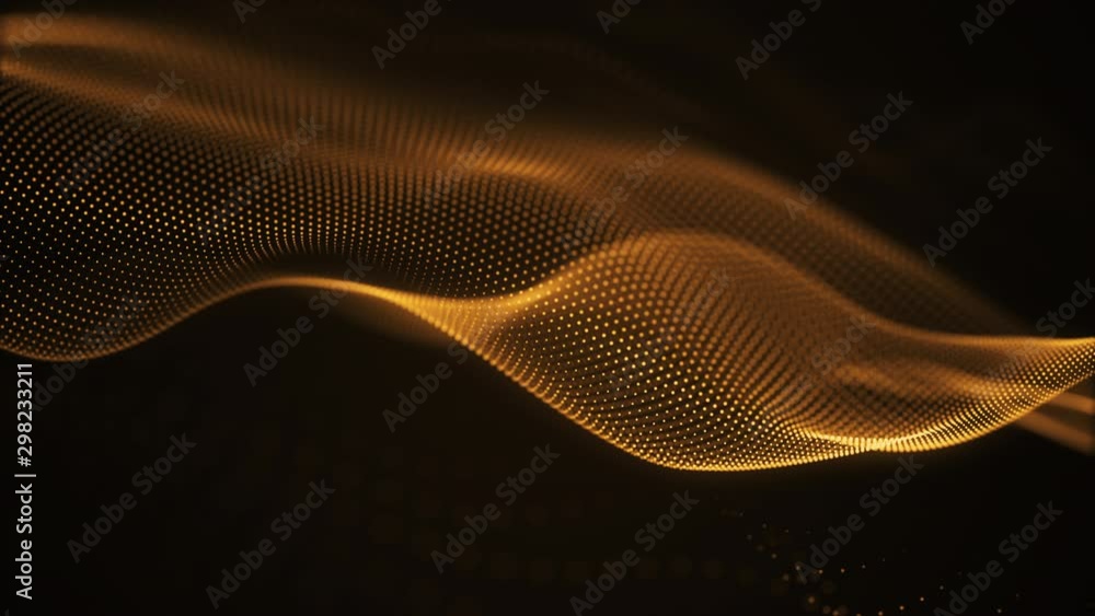 Wall mural particle luxury gold abstract background wavy movement for happy new year and merry christmas festiv