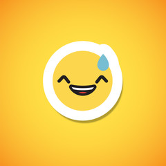 Yellow cute emoticon sticker, vector illustration