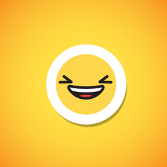 Yellow cute emoticon sticker, vector illustration