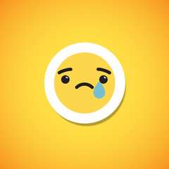 Fototapeta premium Yellow cute emoticon sticker, vector illustration