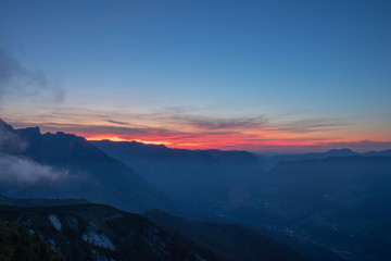 Sunset over the Schärtenspitze and the Berchtesgaden land