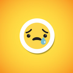 Fototapeta premium Yellow cute emoticon sticker, vector illustration