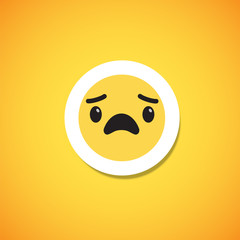 Yellow cute emoticon sticker, vector illustration