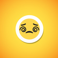 Yellow cute emoticon sticker, vector illustration
