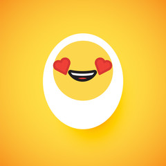 Cute egg emoticon face, vector illustration