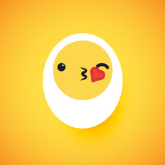 Cute egg emoticon face, vector illustration