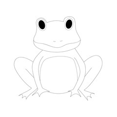 Funny cartoon vector frog. Outline illustration.