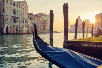 Empty gondola at the pier at sunset © Luka