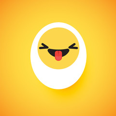 Cute egg emoticon face, vector illustration