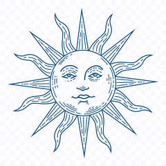 Sun logo tribal design, Tattoo tribal sun vector. sun face vitnage design vector isolated