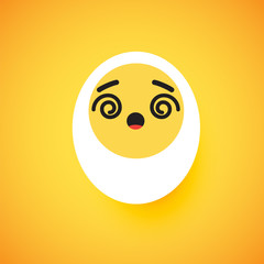 Fototapeta premium Cute egg emoticon face, vector illustration