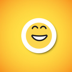 Yellow cute emoticon sticker, vector illustration