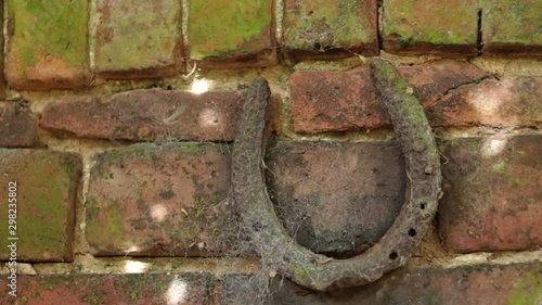 Lucky Horseshoe On Bricks Above Door Old Rusty Metal Cobweb