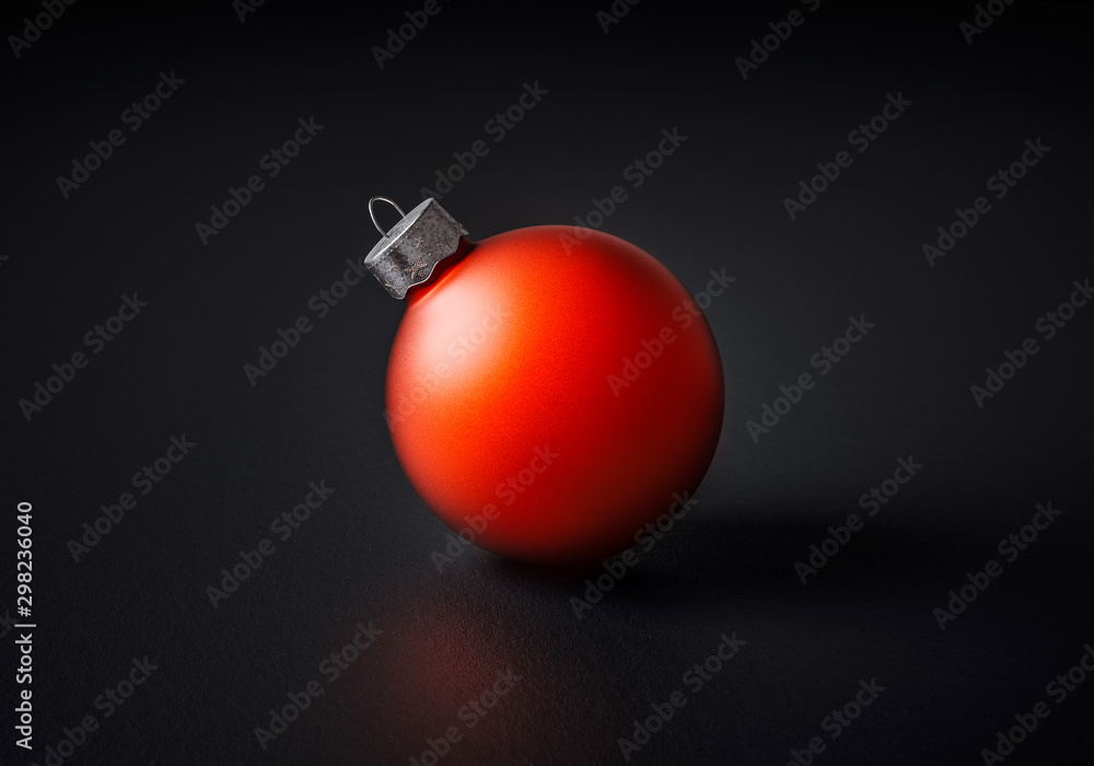 Wall mural studio shot of a modern matte red christmas ball