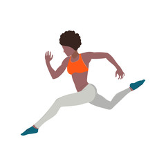 Running woman made in flat design style. Vector illustration.