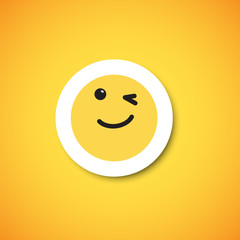 Yellow cute emoticon sticker, vector illustration