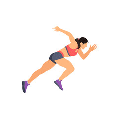 Running woman side view vector
