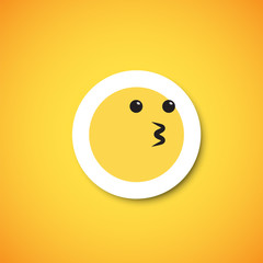 Yellow cute emoticon sticker, vector illustration