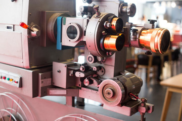Old movie projector for cinema.