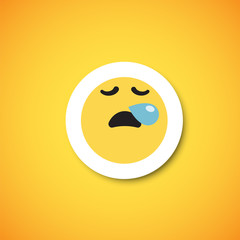 Yellow cute emoticon sticker, vector illustration