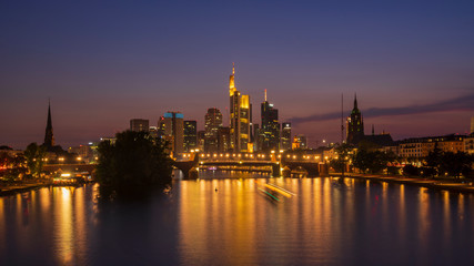 City skyline of Frankfurt am Main at twilight