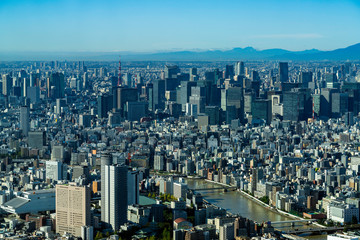 Fototapeta na wymiar 東京スカイツリーから見る街並み 東京タワー方面