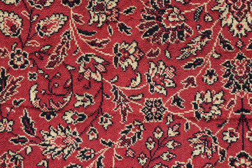 background of antique old red carpet, close-up