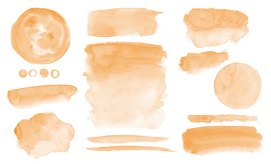 Orange watercolor stains Washes Set of brush strokes Invitation design - 298237646