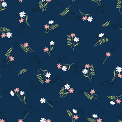 Cute ditsy seamless pattern - hand drawn floral background, great for textiles, wrapping, wallpaper, banners - vector surface design