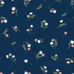 Fototapete Kleine Blumen Niedliches nahtloses Muster - handgezeichneter Blumenhintergrund, ideal für Textilien, Verpackung, Tapeten, Banner - Vektoroberflächendesign