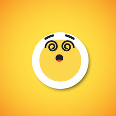 Yellow cute emoticon sticker, vector illustration