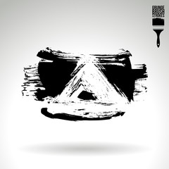 Black brush stroke and texture. Grunge vector abstract hand - painted element. Underline and border design.