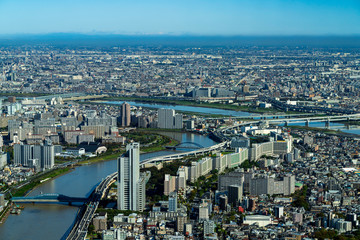 Obraz premium 東京スカイツリーから見る街並み 北千住方面
