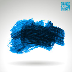 Blue brush stroke and texture. Grunge vector abstract hand - painted element. Underline and border design.