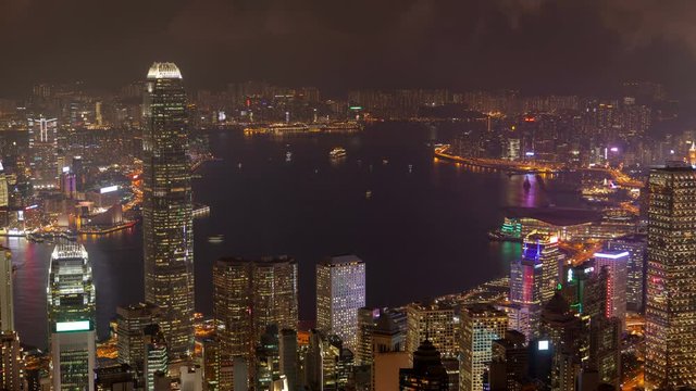 Timelapse buildings of Hong Kong with flashing illumination