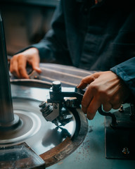 Man works at the machine