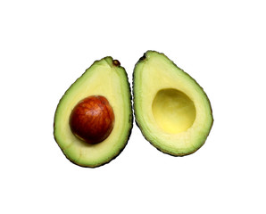 Avocado on a white background, Top view