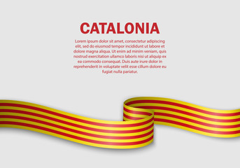 waving flag of Catalonia on white background - obrazy, fototapety, plakaty