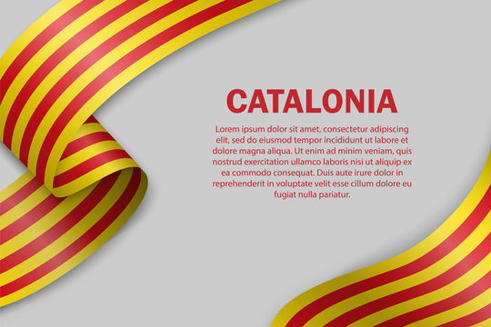 waving flag of Catalonia on white background