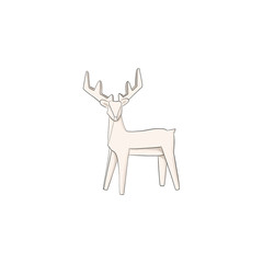 Christmas White Deer Isolated On A White Background Hand Drawn Illustration	