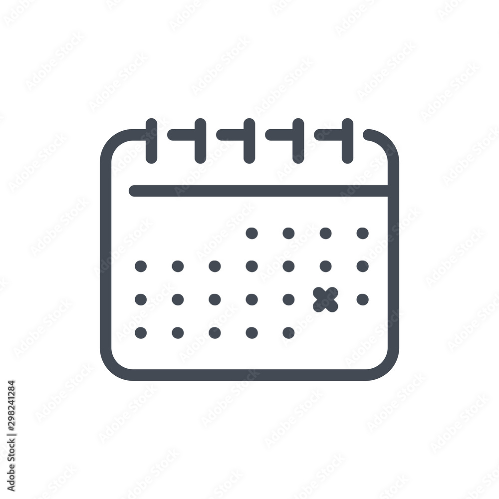 Poster calendar line icon. month schedule with important date vector outline sign.