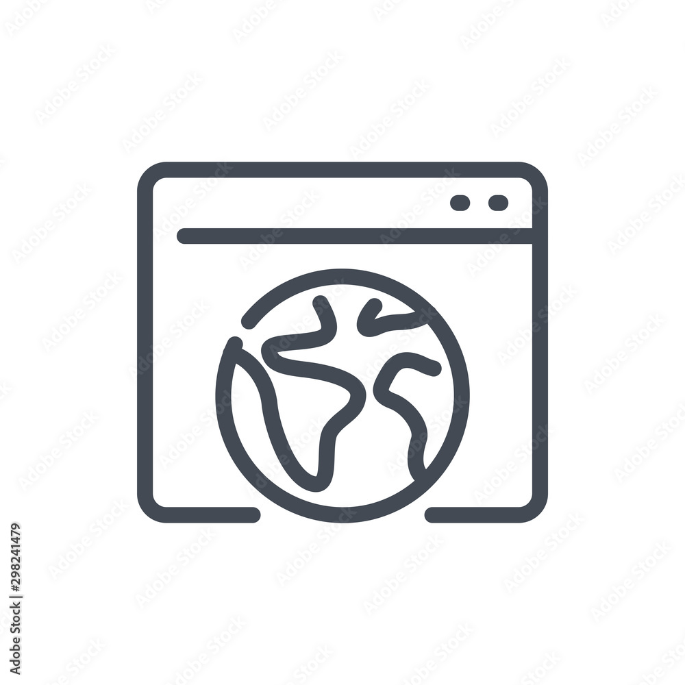 Poster online worldwide network, internet connection line icon. website with globe vector outline sign.