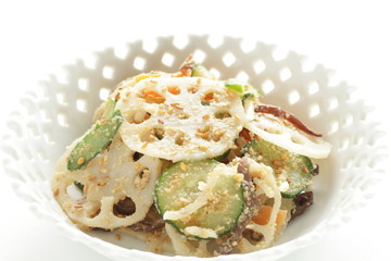 mixed lotus roots and sesame seed mixed