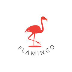 Flamingo bird  logo design concept template vector