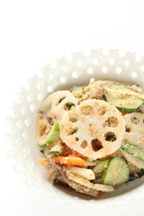 mixed lotus roots and sesame seed mixed