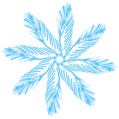 Snowflake sketch icon isolated on white background. Hand drawn mandala. Swirl blue icon for infographic, website, design or app