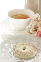 White chocolate cookie on white background