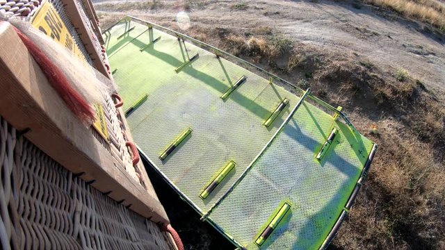 First person view from a balloon landing in Cappadocia, Turkey