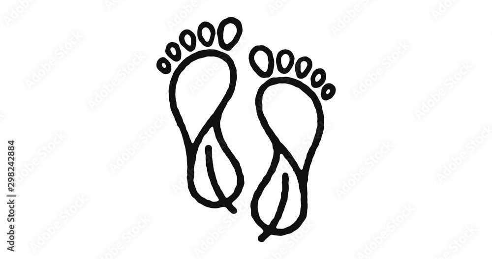 Poster carbon footprint outline icon animation footage/video. hand drawn like symbol animated with motion g