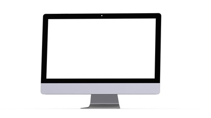 flat monitor white screen computer, pc display digital wide screen and slim 3d